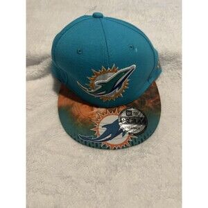 Miami Dolphins New Era SnapBack 9Fifty Hat Dolphin Design On Rim NFL Phins Fins